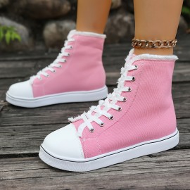 Women's High-Top Sneakers - 4 Colors (Black/White/Light Grey/Dark Brown) | Breathable Upper with Frayed Lace Edges | All-Season Round Toe Design | Cushioned PU Sole | Casual & Semi-Formal Wear | Hand Washable Everyday Shoes
