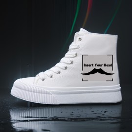 Women's Shoes Black and White Casual Skateboard Sneakers with Laces 2D Print Series, Campus Style for All Seasons