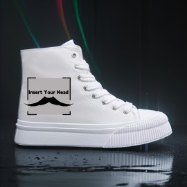 Women's Shoes Black and White Casual Skateboard Sneakers with Laces 2D Print Series, Campus Style for All Seasons
