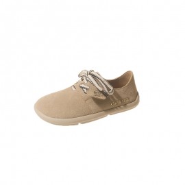 New Retro Niche Women'S Shoes with Lace-Up Round Toes, Stylish And Versatile, Simple Flat Casual Loafers.