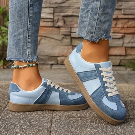 [Retro Low-Top Sneakers] Women's Retro Low-Top Sneakers - Brown & White Lace-Up Shoes, Breathable Fabric Upper & Cushioned Rubber Sole for Everyday, Office, Formal Events - All-Season Minimalist Sneakers for Women, Ladies Sneakers, Casual Footwear, Classic Laceup Design, Durable Traction Footwear, Office Footwear, Vintage Style, Comfortable Fit, Lifestyle, Women's Sneaker, Comfortable And Elegant Shoes For Women