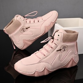 Trendy Soft Sole Non-slip Sneakers - Women's Solid Color Lace Up Flat Wear-resistant Shoes plus size