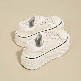 Women'S Chunky Platform Sneakers - Breathable EVA Upper, White & Black Casual Shoes with 