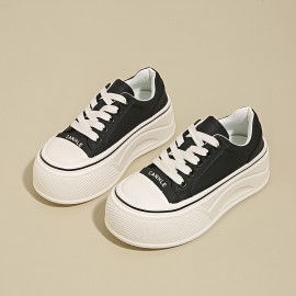 Women'S Chunky Platform Sneakers - Breathable EVA Upper, White & Black Casual Shoes with 