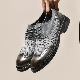 Men'S Summer Genuine Leather Hollow Mesh Shoes, Breathable, Color-Washed Formal Business Shoes, Thin Soft Sandals.