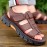 Men'S Genuine Faux Leather Sandals - Non-Slip Comfortable Beach Shoes with Adjustable Straps, Breathable Open-Toe Design for Summer Vacation & Casual Wear, Summer Footwear, Stylish Slipon, Durable Footwear