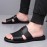 LL25222 Men's Stylish Black Slip-On Sandals - Super Fiber Synthetic, Round Toe, Rubber Sole, Summer Casual Comfort for Casual Attire