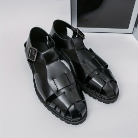 [Golden Dress Sandals] Metallic Golden Men's Business Casual Open-Toe Sandals | Adjustable Buckle Straps, Slip-On Synthetic Dress Shoes for Office, Semi-Formal & Streetwear - Breathable Rubber Sole, Summer Spring Formal Footwear