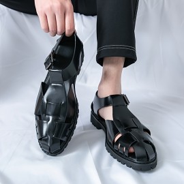 [Golden Dress Sandals] Metallic Golden Men's Business Casual Open-Toe Sandals | Adjustable Buckle Straps, Slip-On Synthetic Dress Shoes for Office, Semi-Formal & Streetwear - Breathable Rubber Sole, Summer Spring Formal Footwear