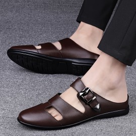 Men'S Stylish Summer Sandals - Comfortable Lightweight Soft Sole, Faux Upper with Adjustable Buckle Strap, Open Toe Design, Black & Brown Options, Beach Shoes for Men, Available in Sizes 37-46