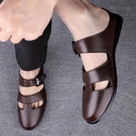 Men'S Stylish Summer Sandals - Comfortable Lightweight Soft Sole, Faux Upper with Adjustable Buckle Strap, Open Toe Design, Black & Brown Options, Beach Shoes for Men, Available in Sizes 37-46