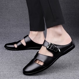 Men'S Stylish Summer Sandals - Comfortable Lightweight Soft Sole, Faux Upper with Adjustable Buckle Strap, Open Toe Design, Black & Brown Options, Beach Shoes for Men, Available in Sizes 37-46