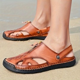 [Breathable Sandals] Breathable Men's Slide Sandals | Water-Resistant, Comfortable for Outdoor & Casual Wear, Round Toe with Rubber Sole, Adjustable Strap, Ventilation Holes, All-Season Design