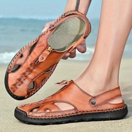 [Breathable Sandals] Breathable Men's Slide Sandals | Water-Resistant, Comfortable for Outdoor & Casual Wear, Round Toe with Rubber Sole, Adjustable Strap, Ventilation Holes, All-Season Design