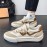 Men's Skate Shoes - Low-Top Sneakers Beige/White colorway, PU/Fabric Upper & Cushioned EVA Sole for Skateboarding, Streetwear, Everyday - Lace-Up Closure, All-Season Casual Shoes for Men, Roller Skate Shoes, Streetwear Footwear, Modern Roundtoe, Fabric Interior Lining