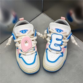 Out of the Box Trend! Large Letter Decorative Rope Shoelaces Street Fashion Men's Shoes Thick Sole Height-Boosting Sneakers for Boys