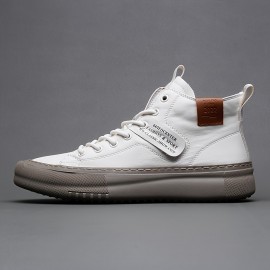 [Men's Mid-Top Fashion Sneakers] Men's Fashion Sneakers - Mid-Top Casual Sports Shoes | Durable Outdoor Footwear, Spring Collection, Versatile Business Style | Lace-Up Closure, Microfiber Synthetic Upper, Fabric Inner, Rubber Sole, Faux Insole