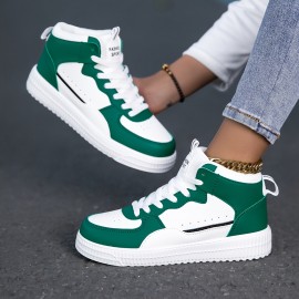 Unisex Mid-Top Sneakers - White & Blue accent, Lace-Up Closure, Cushioned MD Sole - All-Season Casual, Gym, Streetwear Shoes - Breathable Fabric Upper - for Men & Women - Everyday & Formal Events, Gym Footwear, Fashion Sporty Look, Comfortable Fit