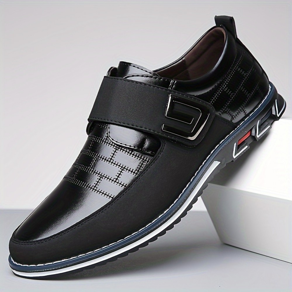 Men's Casual Business Shoes, Ultra-Thin Synthetic Upper, Rubber Sole, Closure, Round Toe - Suitable for All Seasons
