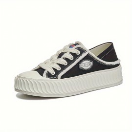 Casual Style Women's Canvas Sneakers - Convertible Slip-On or Lace-Up, All-Season Round Toe Flats with Rubber Sole, Comfortable Fabric Insole, Solid Color Fashionable Cookie Shoes - Hand Washable