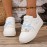 Women's Low-Top Sneakers - Lace-Up Shoes with Bow Accent, Synthetic Cover Upper & Non-Slip Rubber Sole - White & Pastel Blue Everyday Casual Shoes for Women - All-Season Fashion Footwear, Versatile Footwear, Playful Design, Comfortable Lining, Trendy Shoppers