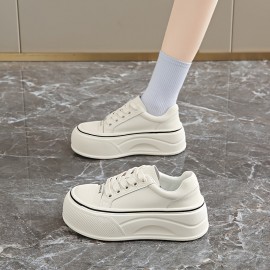 Women'S Chunky Platform Sneakers - Breathable EVA Upper, White & Black Casual Shoes with 