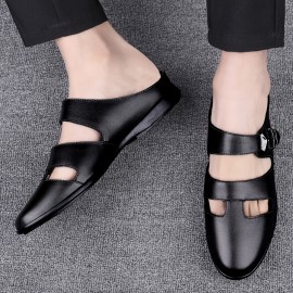 Men'S Stylish Summer Sandals - Comfortable Lightweight Soft Sole, Faux Upper with Adjustable Buckle Strap, Open Toe Design, Black & Brown Options, Beach Shoes for Men, Available in Sizes 37-46