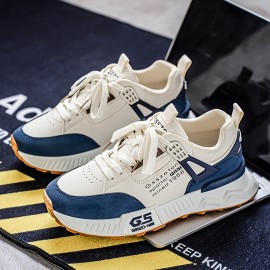 Men's Non-Slip Sneakers - Slip-Resistant Cushioned Platform, All-Terrain Traction for Gym, Running, Casual - Low-Top Sneakers Black/Gray/ - PU Upper & PVC Sole - Lace-Up Athletic Footwear, Outdoor Activities, Streetwear Style, Breathable Lining, Versatile Kicks, Fitness Enthusiasts