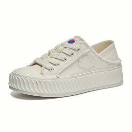 Casual Style Women's Canvas Sneakers - Convertible Slip-On or Lace-Up, All-Season Round Toe Flats with Rubber Sole, Comfortable Fabric Insole, Solid Color Fashionable Cookie Shoes - Hand Washable