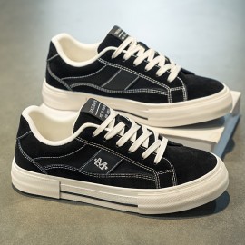 Men'S Classic Casual Canvas Sneakers - Breathable, Versatile Low-Top Lace-Up Shoes with EVA Sole, Black & White Design, Perfect for Campus, Hiking, And Running, All-Season Comfort, Hiking Footwear | Minimalist Style | Durable Footwear, Women'S Tennis Shoes, Shoes for Women/Women'S Shoes