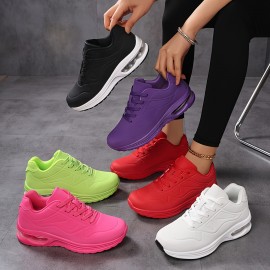 Women'S Lightweight Air Cushion Running Shoes - Breathable PU Upper, MD Sole & Fabric Lining, Low-Top Lace-Up Design for Gym, Hiking, Travel - All-Season Comfort & Support, Gym Shoes, Hiking Footwear, Sleek Sporty Look, Cushioned Comfort, Casual Sportswear, Durable Construction, Fitness Enthusiasts