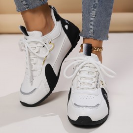 Women'S Comfortable Casual Sneakers - Stylish Black & Golden Dragon Design, Breathable Fabric & Synthetic Upper, Durable Rubber Sole, Lace-Up Low-Top Running Shoes for All-Season Wear, Ladies Sneakers