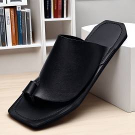 Men's Slip-On Sandals - Upper & Rubber Sole, Breathable Lightweight Design for Summer, Casual Home Walking Shopping, Black & Brown, EU 38-47, Everyday Slipons, Minimalist Slipons, Smooth Finish Shoes