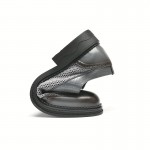 Men'S Summer Genuine Leather Hollow Mesh Shoes, Breathable, Color-Washed Formal Business Shoes, Thin Soft Sandals.