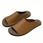 Men'S Slip-On Sandals - Slip-Resistant Non-Slip Sole, Cushioned EVA Footbed - Minimalist One-Piece Design for Beach, Casual, Formal - All-Season Indoor/Outdoor Shoes - Easy-Clean Brown Sandals for Everyday & Formal Events, Beach Footwear, Sleek Slipon, Durable Footwear, Casual Footwear, Street Style, Handstitched Edges, Comfortable Slides, Urban Fashion