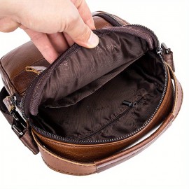 [Genuine Leather Crossbody Bag] Niu Genuine Leather Crossbody Bag with Adjustable Shoulder Strap, Double Compartment Design - Premium Top-Grain Leather, Multiple Zipper Pockets & Ergonomic Padded Back 51.39