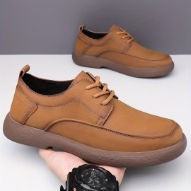 [Everyday Comfort] Men's Casual Fashion Sneakers, Solid Color, All-Season Lace-Up Shoes with Microfiber Synthetic Upper, Faux Lining & Insole, Rubber Sole - Round Toe Daily Wear, Allseason Sneakers|Sleek Round Toe|Polished Shoe Design