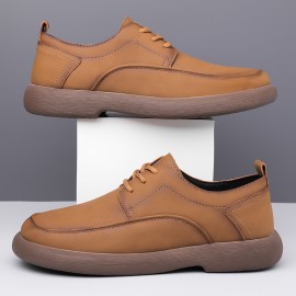 [Everyday Comfort] Men's Casual Fashion Sneakers, Solid Color, All-Season Lace-Up Shoes with Microfiber Synthetic Upper, Faux Lining & Insole, Rubber Sole - Round Toe Daily Wear, Allseason Sneakers|Sleek Round Toe|Polished Shoe Design
