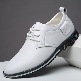 Men's Casual Business Shoes - Stylish Black Microfiber, Rubber Sole, Lace-Up Design with Round Toe, Suitable for Daily and Leisure Wear, Comfortable All-Season