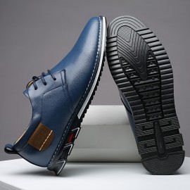 Men's Casual Business Shoes - Stylish Black Microfiber, Rubber Sole, Lace-Up Design with Round Toe, Suitable for Daily and Leisure Wear, Comfortable All-Season
