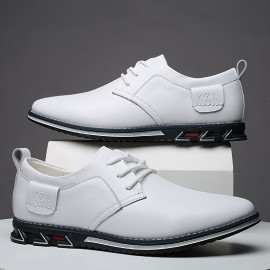 Men's Casual Business Shoes - Stylish Black Microfiber, Rubber Sole, Lace-Up Design with Round Toe, Suitable for Daily and Leisure Wear, Comfortable All-Season