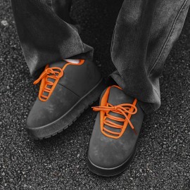 Men'S Retro Hip-Hop Style Solid Color Casual Sneakers - Lace-Up, Round Toe, Low-Top Design with EVA Sole and Fabric Lining for Comfort, Perfect for Casual Attire and Casual Attir