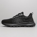 Men'S Breathable Knit Sneakers - Low-Top Casual Sneakers with Faux Upper, Fabric Lining & Durable Sole for Casual Attire, Gym, Skateboarding - Black, Sneakers, Gym Footwear, Sleek Shoe Design, Flexible Footwear