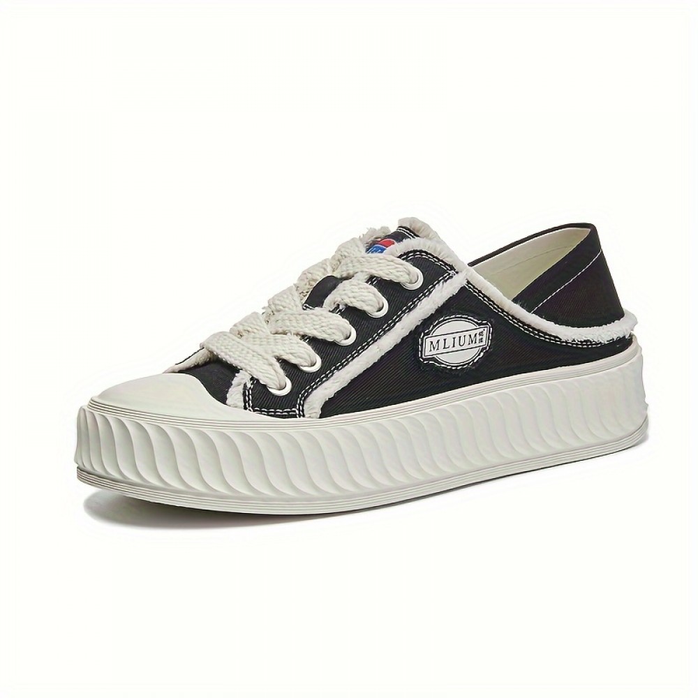 Casual Style Women's Canvas Sneakers - Convertible Slip-On or Lace-Up, All-Season Round Toe Flats with Rubber Sole, Comfortable Fabric Insole, Solid Color Fashionable Cookie Shoes - Hand Washable