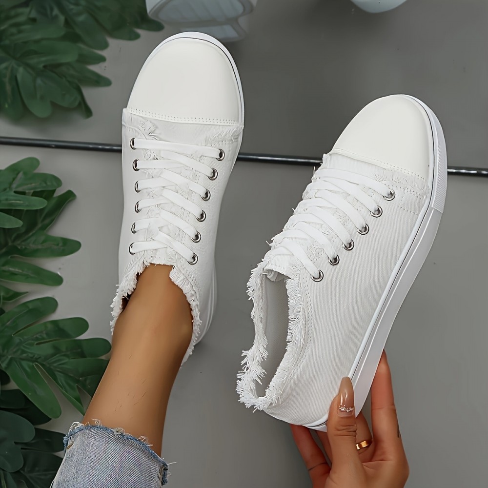 Women's Breathable Mesh Sports Casual Shoes - Lightweight Flat Rubber/Fabric Upper & Inner Lining, All-Season White & Green Lace Design, Round Toe Comfort, Japanese-Korean Inspired Style, Ladies Sneakers, Comfortable Daily Wear, Fashion Sportswear, Durable Traction Sole, Lifestyle, Minimalist Style, Rubber Outsole, Athletic Footwear, Fitness Enthusiasts