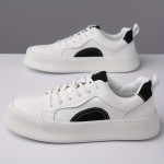 Men's Casual Sports Sneakers, Solid Color Low Top Lace-Up Shoes with Microfiber Synthetic Upper, Fabric Inner, Rubber Sole, and Faux Insole for All-Season Daily Wear